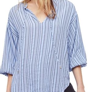 Bishop Sleeves Striped Tunic Top